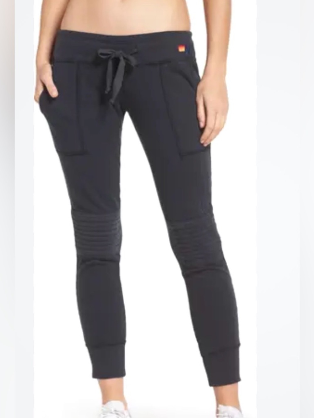 Aviator Nation Grey Ribbed Knee Moto Jogger Pants